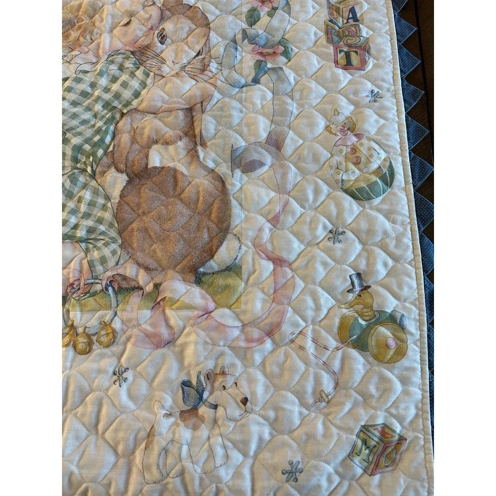 Handmade Daisy Kingdom 1997 Toy Treasures Quilt Lovey Baby Blanket 36